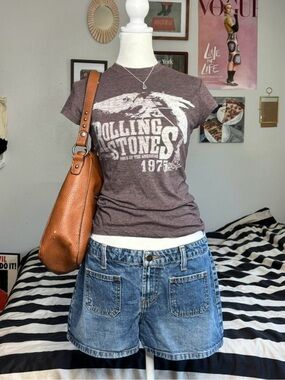 vintage y2k rolling stones graphic baby tee